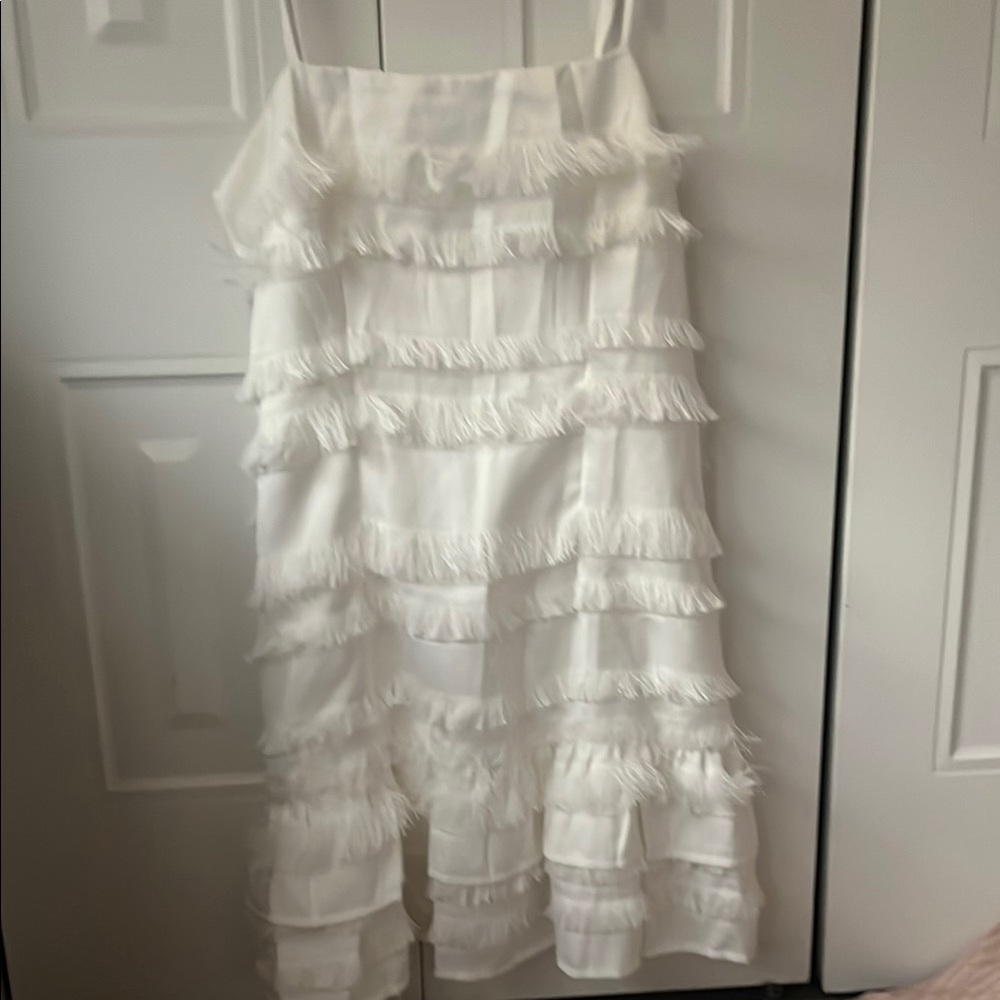 White Fringe Layered Dress